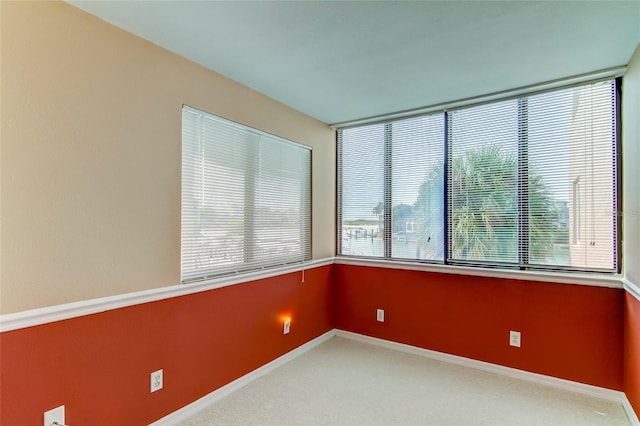 empty room featuring plenty of natural light and light carpet