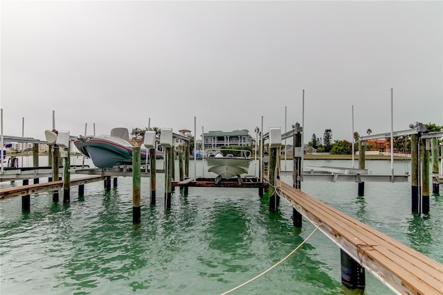 view of dock featuring a water view