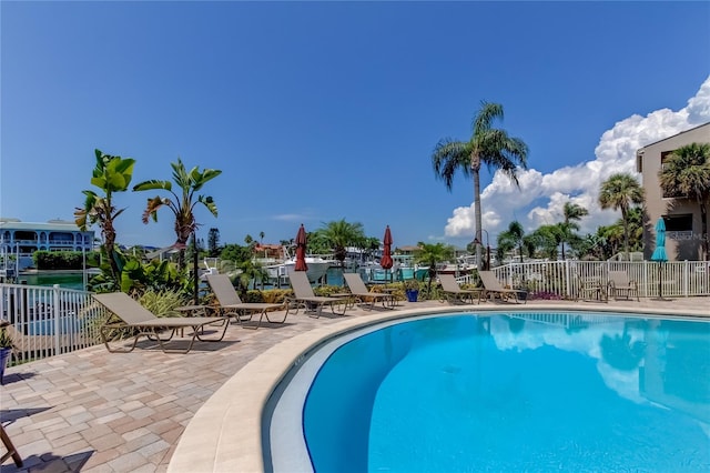 view of pool featuring a patio area