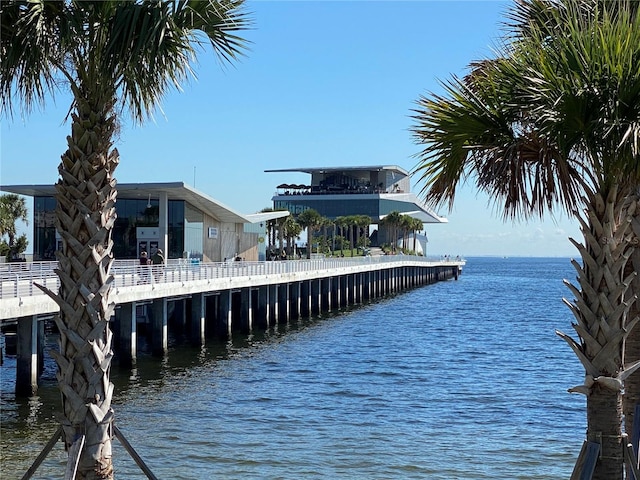 dock area featuring a water view