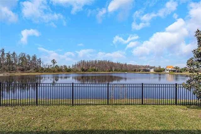 water view featuring fence