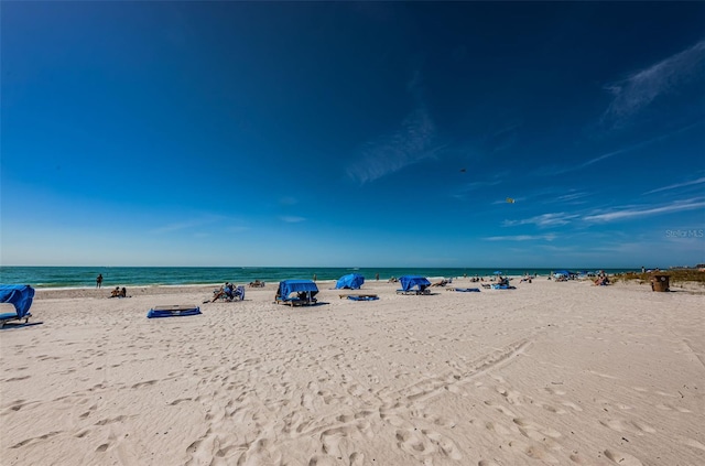 property view of water featuring a view of the beach