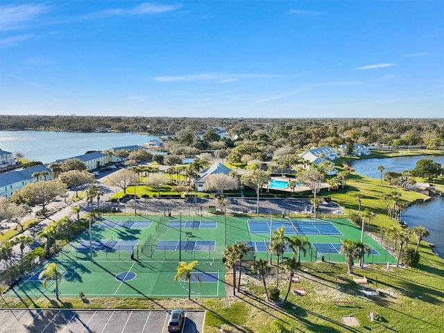 bird's eye view featuring a water view