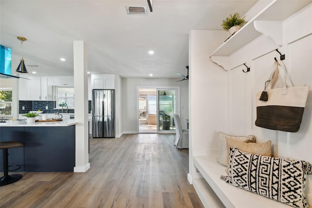 interior space with hardwood / wood-style floors