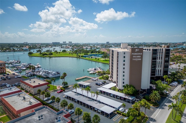 bird's eye view featuring a water view