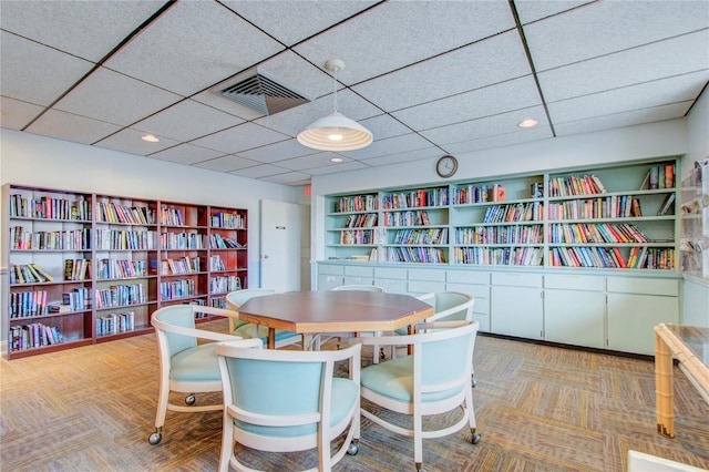 view of carpeted dining space