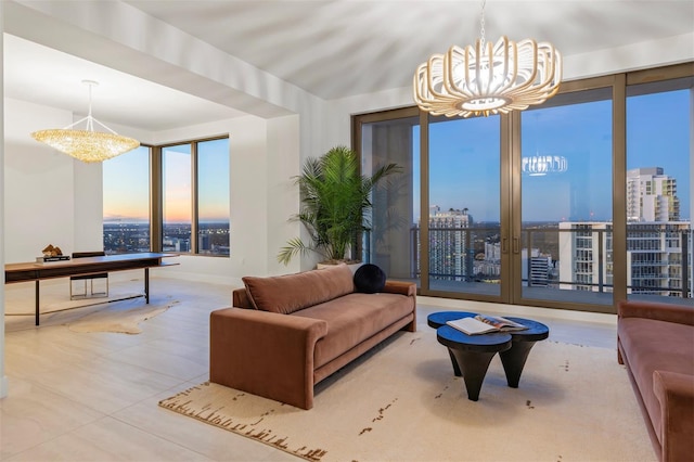 interior space with an inviting chandelier