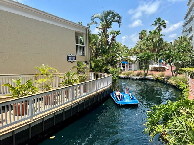 dock area featuring a water view