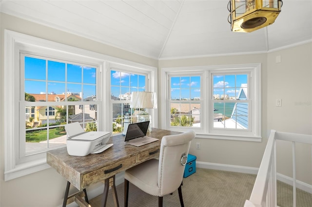 sunroom / solarium featuring lofted ceiling