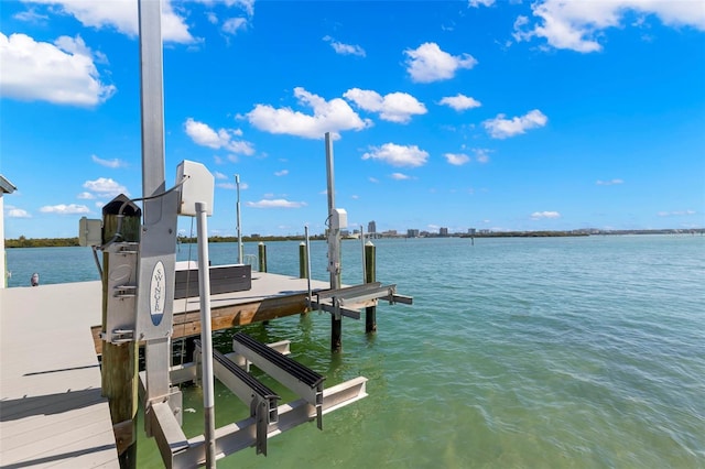 dock area featuring a water view