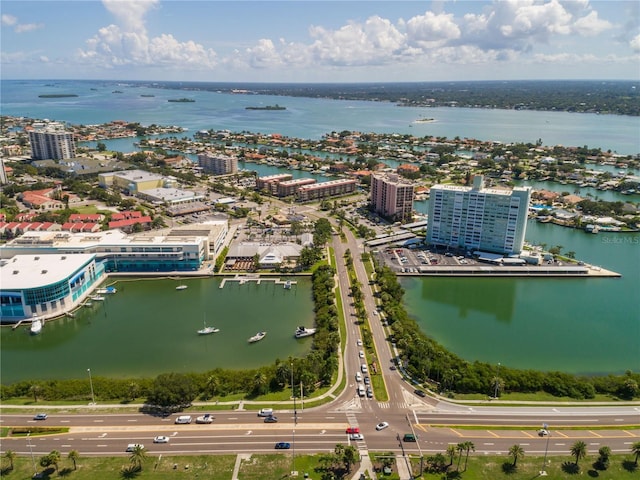 bird's eye view featuring a water view