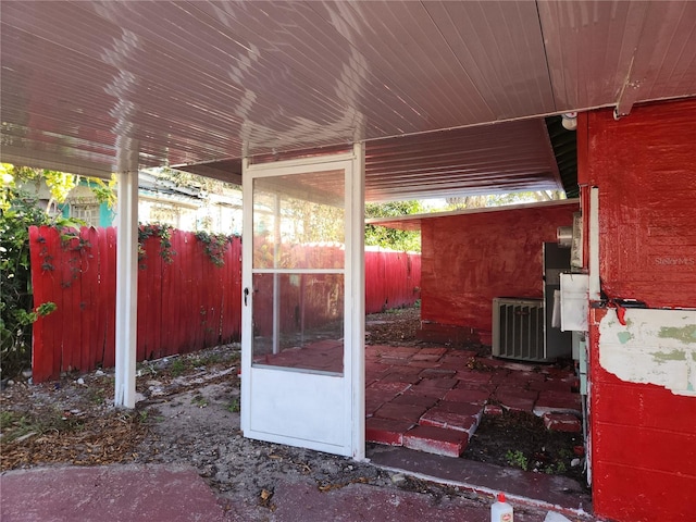 view of patio featuring central air condition unit