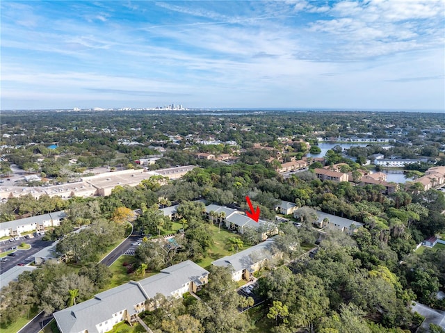 bird's eye view featuring a water view