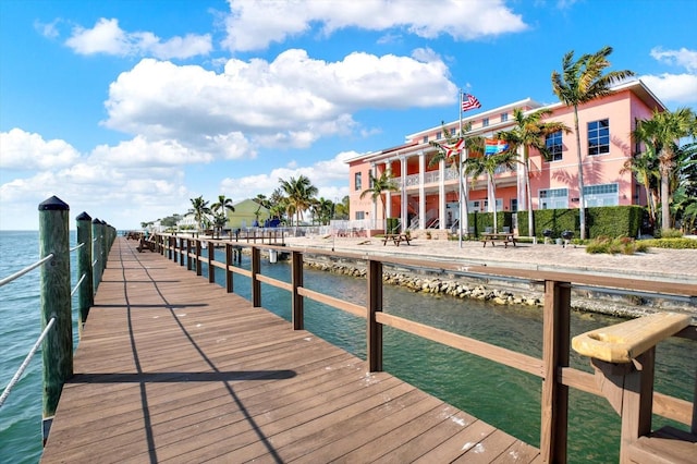 dock area featuring a water view