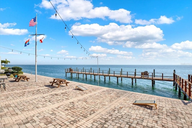 view of dock featuring a water view