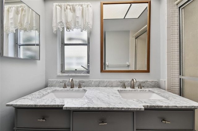 bathroom featuring dual bowl vanity