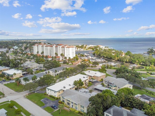 bird's eye view featuring a water view