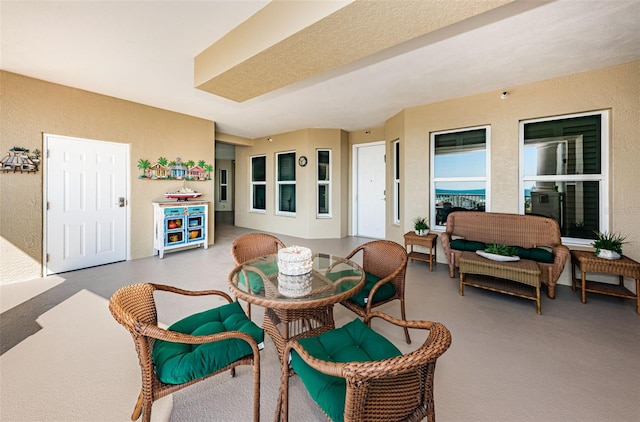 view of terrace with an outdoor living space