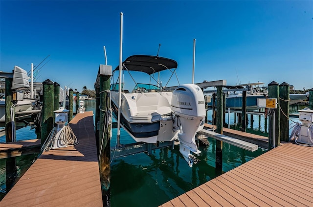 view of dock featuring a water view