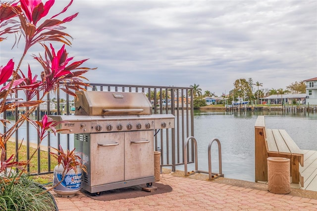 view of dock featuring a water view