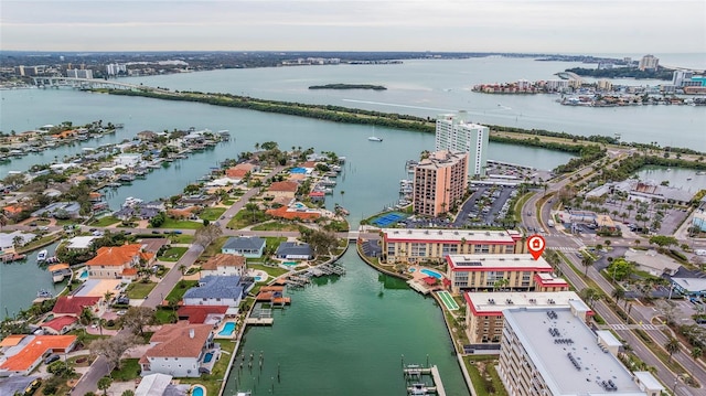 bird's eye view featuring a water view