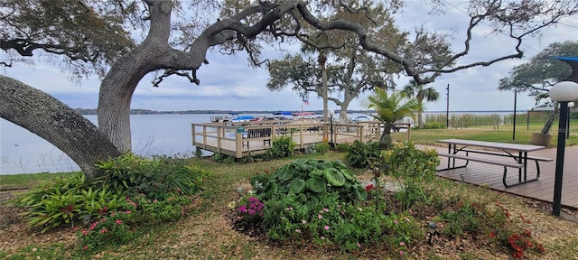 dock area featuring a water view