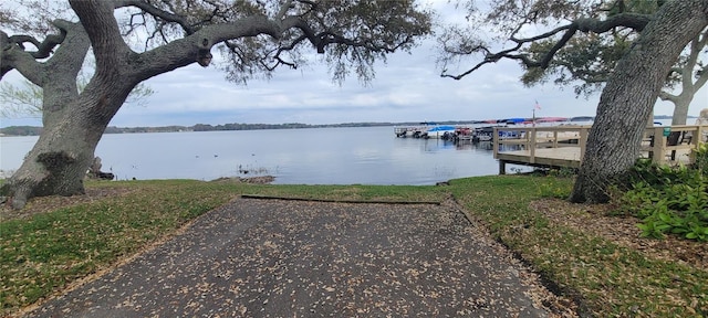 view of dock featuring a water view