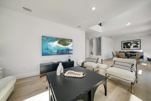 living room featuring light wood-type flooring