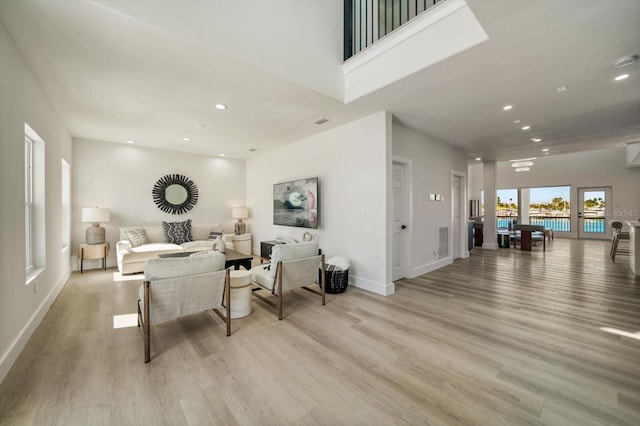 interior space with light hardwood / wood-style floors