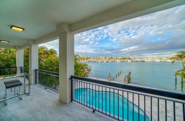 balcony with a water view