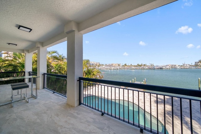 balcony with a water view