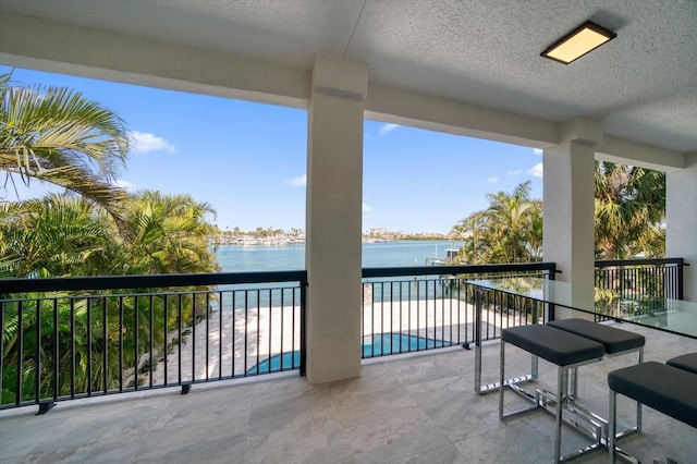 balcony with a water view