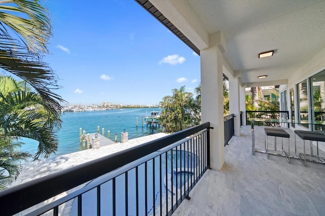 balcony with a water view