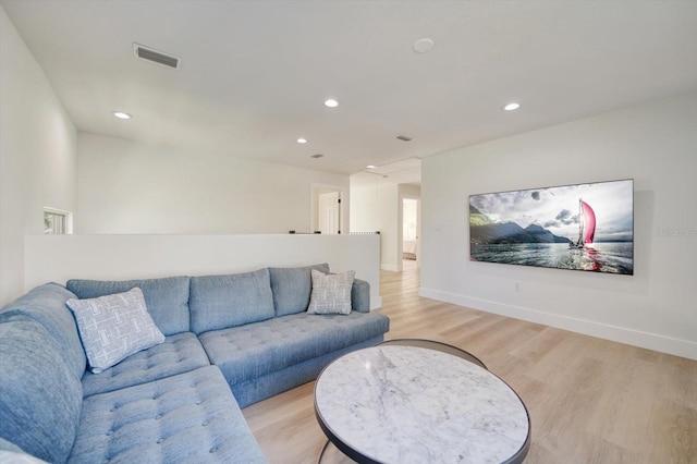 living room with light wood-type flooring