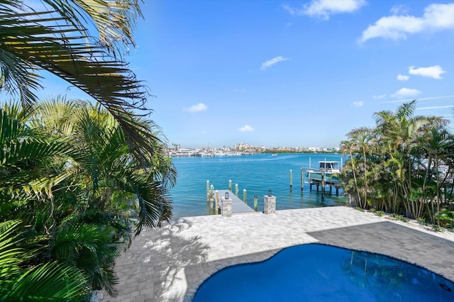 water view with a boat dock