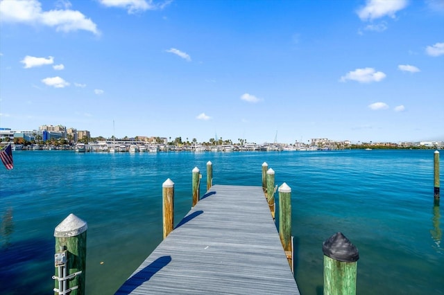 view of dock featuring a water view