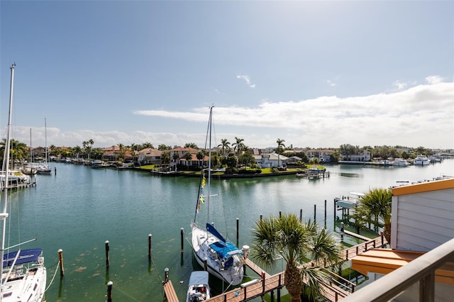 view of dock featuring a water view