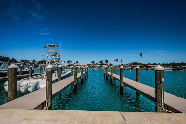 dock area featuring a water view