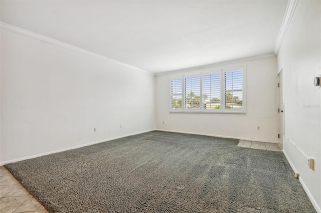 carpeted empty room with ornamental molding