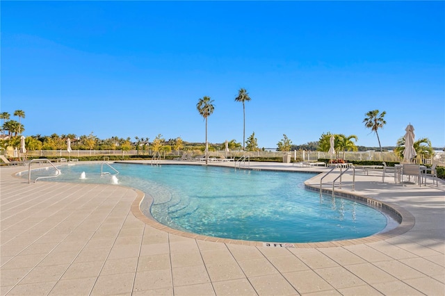 view of pool featuring a patio