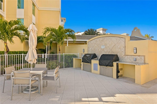 view of patio with an outdoor kitchen