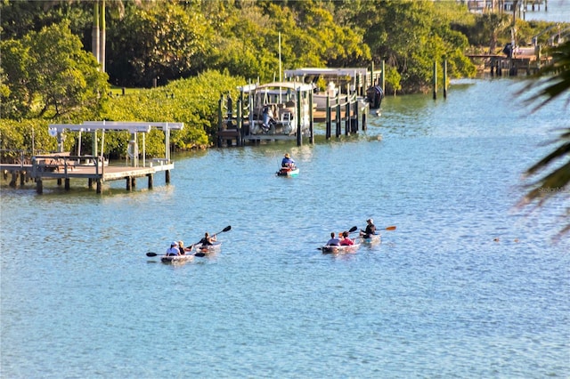 dock area featuring a water view