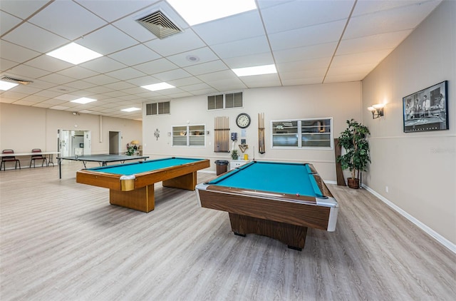 rec room with visible vents and billiards