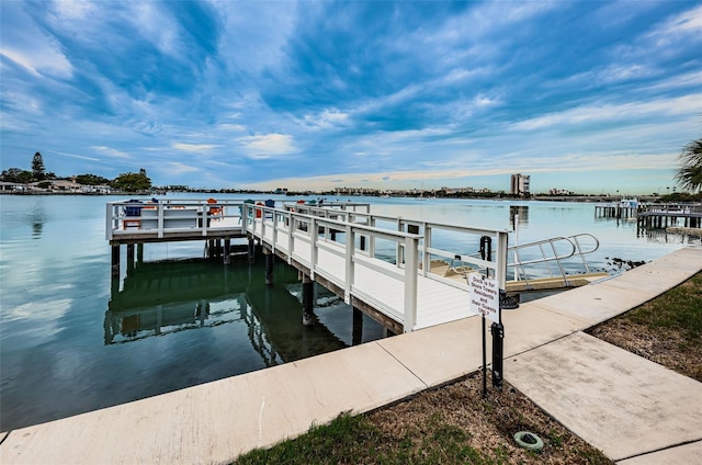 dock area featuring a water view