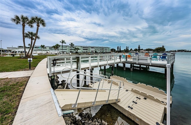 view of dock featuring a water view