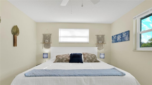 bedroom featuring ceiling fan