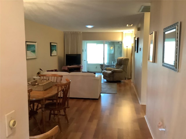 living room with hardwood / wood-style floors