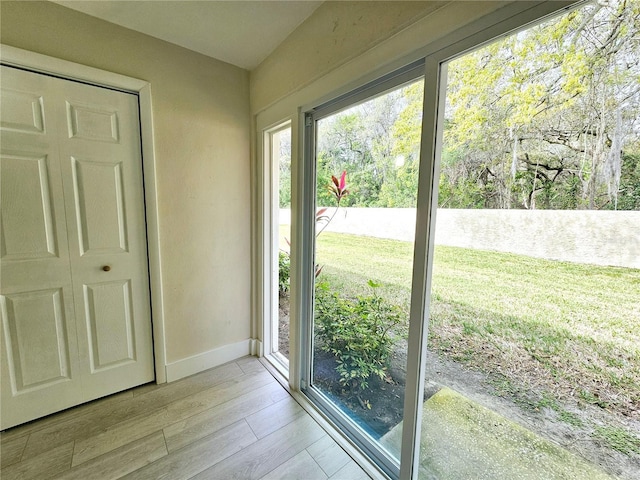 doorway featuring light hardwood / wood-style flooring