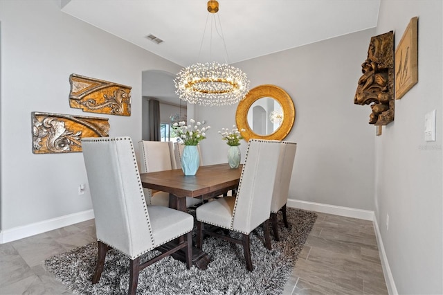 dining room with an inviting chandelier