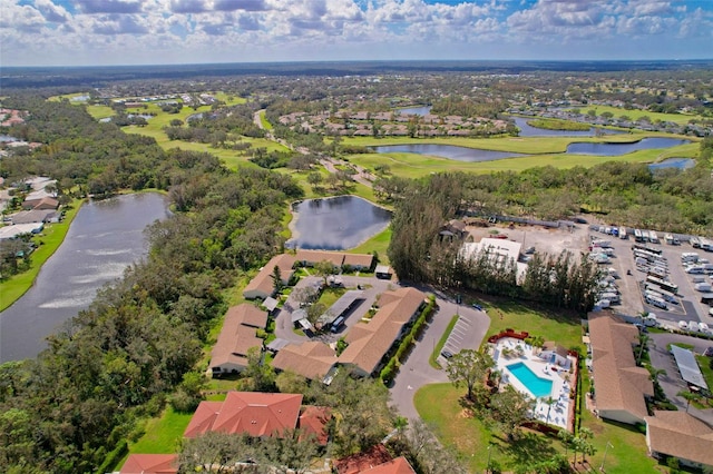 bird's eye view featuring a water view